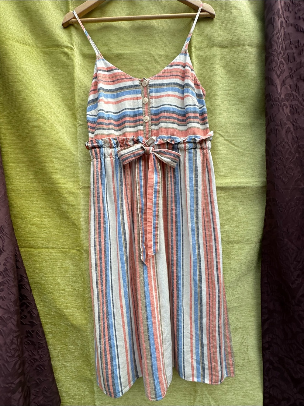 Madison Sundress 55%~Linen MIDI Coastal Cottagecore BOHO Garden Preppy Resort